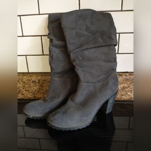 Womens Merona Gray Faux Suede Slouch Boots Size 9.5